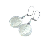 Murano Glass Large Pale Blue Coin Silver Earrings - JKC Murano