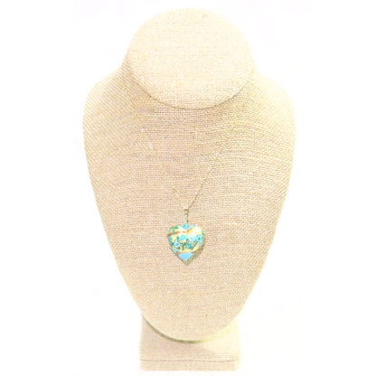 Murano Glass Turquoise Aqua Rose Heart Pendant
