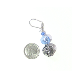 Murano Glass Light Blue Wire Ball Sterling Silver Earrings - JKC Murano