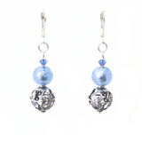 Murano Glass Light Blue Wire Ball Sterling Silver Earrings - JKC Murano