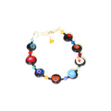 Murano Glass Millefiori Black Silver Bracelet