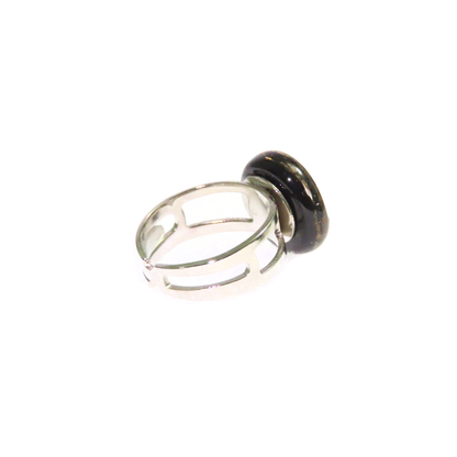 Murano Glass Black Gold Swirl Ring