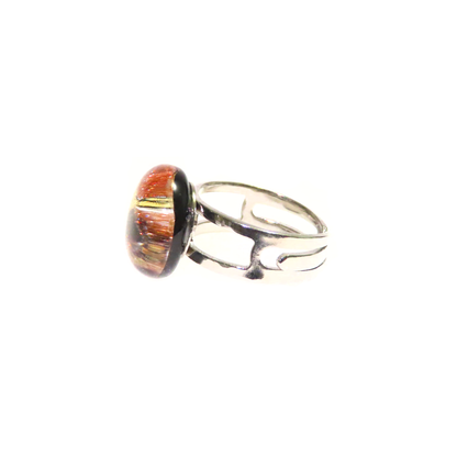 Murano Glass Black Gold Swirl Ring