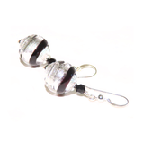 Murano Glass Black Silver Saturn Ball Silver Earrings