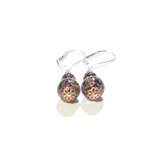 Murano Glass Black Copper Ball Sterling Silver Earrings - JKC Murano