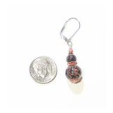 Murano Glass Black Copper Ball Sterling Silver Earrings - JKC Murano