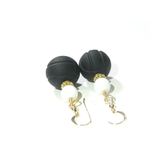 Murano Glass Black White Chunky Gold Earrings - JKC Murano