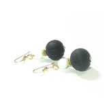 Murano Glass Black White Chunky Gold Earrings - JKC Murano