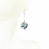 Murano Glass Black White Coin Sterling Silver Earrings - JKC Murano