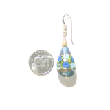 Murano Glass Teardrop Blue Roses Gold Earrings, JKC Murano - JKC Murano