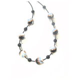 Murano Glass Blue Black Copper Swirl Silver Necklace - JKC Murano