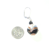 Murano Glass Black White Blue Copper Silver Earrings - JKC Murano