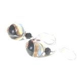 Murano Glass Black White Blue Copper Silver Earrings - JKC Murano
