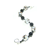 Murano Glass Blue White Black Cube Silver Bracelet - JKC Murano