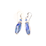 Murano Glass Blue Dichroic Oval Silver Earrings - JKC Murano