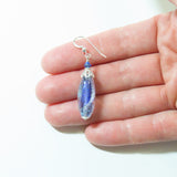 Murano Glass Blue Dichroic Oval Silver Earrings - JKC Murano