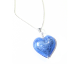 Murano Glass Blue Puffy Heart Pendant by JKC Murano - JKC Murano