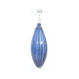 Murano Glass Dark Blue Long Oval Sterling Silver Earrings