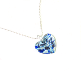 Murano Glass Heart Blue Swirl Pendant Necklace by JKC Murano