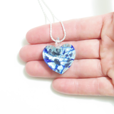 Murano Glass Heart Blue Swirl Pendant Necklace by JKC Murano