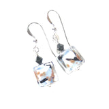 Murano Glass Blue White Black Leopard Cube Sterling Silver Earrings - JKC Murano