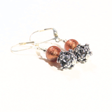 Murano Glass Brown Wire Ball Sterling Silver Earrings - JKC Murano