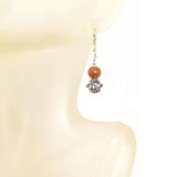 Murano Glass Brown Wire Ball Sterling Silver Earrings - JKC Murano