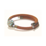 Murano Glass Turquoise Copper Suede Wrap Bangle Bracelet - JKC Murano
