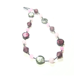 Murano Glass Purple Pink Gray Long Silver Necklace - JKC Murano