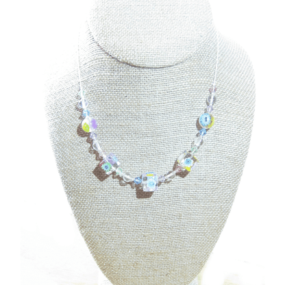 Murano Glass Millefiori Clear Cube Silver Necklace - JKC Murano