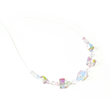 Murano Glass Millefiori Clear Cube Silver Necklace - JKC Murano