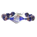 Murano Glass Cobalt blue Copper Sterling Silver Bracelet - JKC Murano