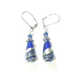 Murano Glass Cobalt Blue Teardrop Sterling Silver Earrings - JKC Murano