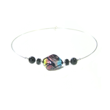 Murano Glass Colorful Pebble Choker Silver Necklace - JKC Murano