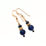 Murano Glass Dark Blue Round Gold Earrings