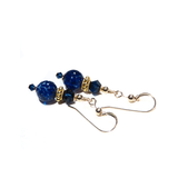 Murano Glass Dark Blue Round Gold Earrings