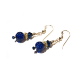 Murano Glass Dark Blue Round Gold Earrings