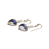 Murano Glass Dark Blue Swirl Heart Silver Earrings - JKC Murano