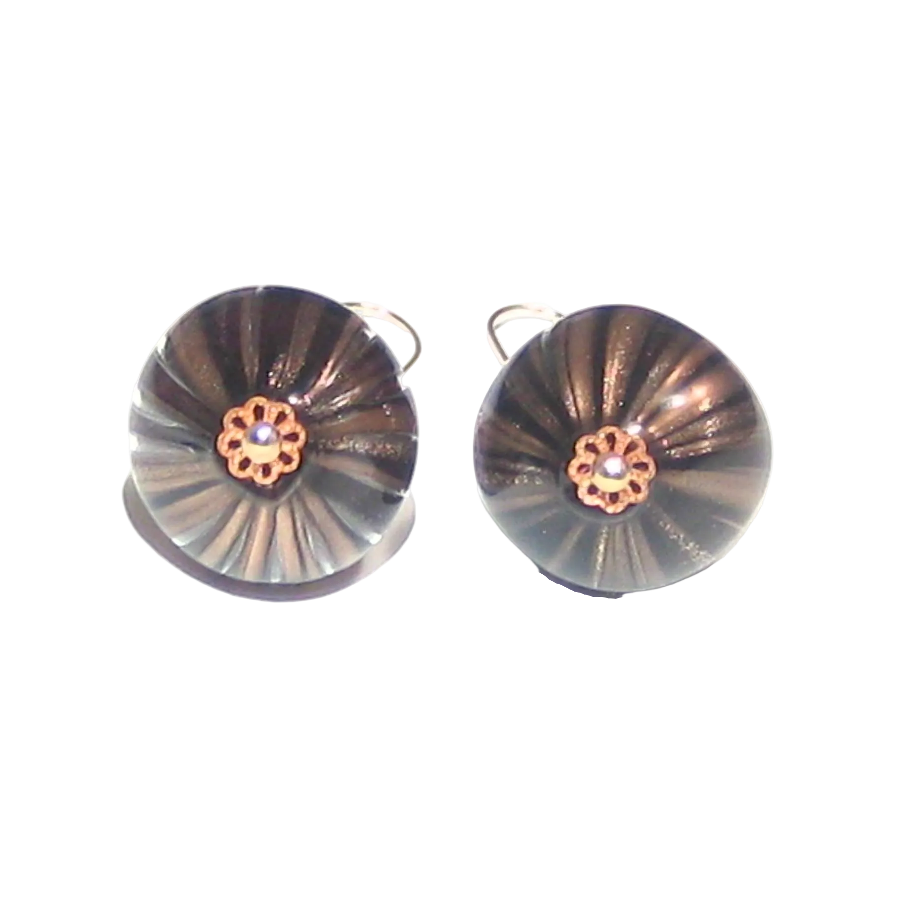 Murano Blown Glass Black Copper Nugget Earrings - JKC Murano