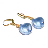Murano Glass Blue Chunky Twist Gold Earrings