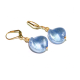 Murano Glass Blue Chunky Twist Gold Earrings