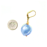 Murano Glass Blue Chunky Twist Gold Earrings