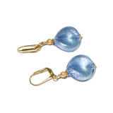 Murano Glass Blue Chunky Twist Gold Earrings