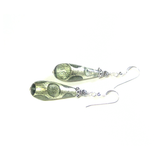 Murano Glass Gray Dot Teardrop Sterling Silver Earrings