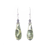 Murano Glass Gray Dot Teardrop Sterling Silver Earrings