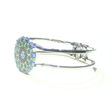 Murano Glass Green Blue Millefiori Chrome Bangle Bracelet - JKC Murano