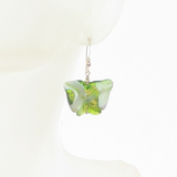 Murano Glass Green Purple Butterfly Gold Earrings - JKC Murano