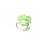 Murano Glass Green and White Large Millefiori Ring - JKC Murano