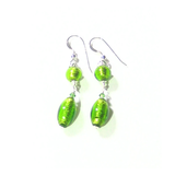 Murano Glass Long Green Dangle Sterling Silver Earrings - JKC Murano