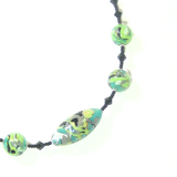 Murano Glass Green Gray Abstract Ball Silver Necklace - JKC Murano